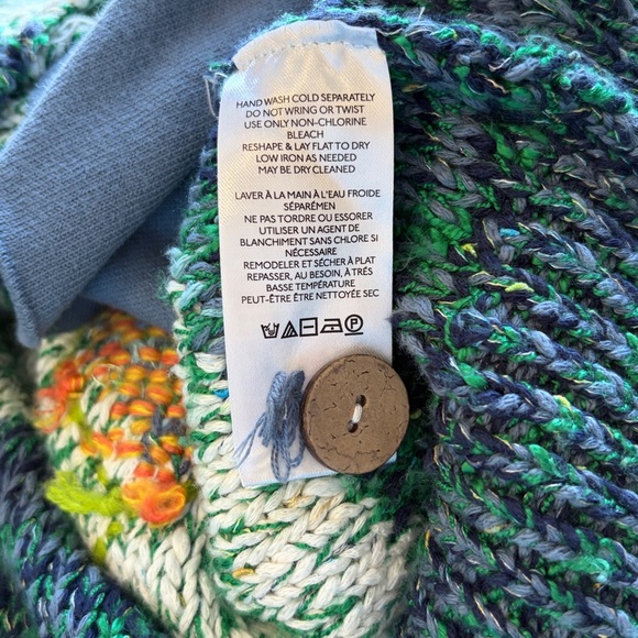 Anthropologie Pilcro Sunset Embroidered Cardigan Green Yellow Rare Sun Sz XS - Picture 12 of 15